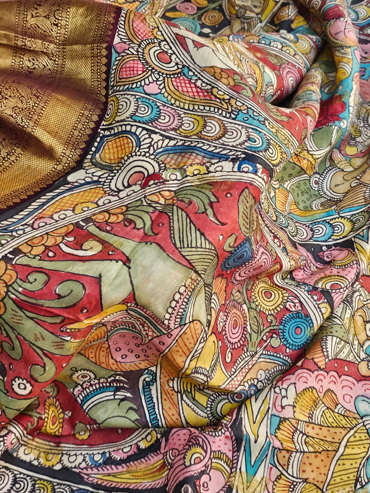 ethnic-kalamkari-kanjivaram-saree-with-figurative-motifs