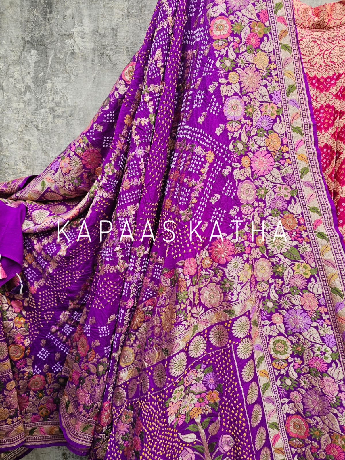 exclusive-pink-banarasi-georgette-bandhani-lehenga-with-dupatta