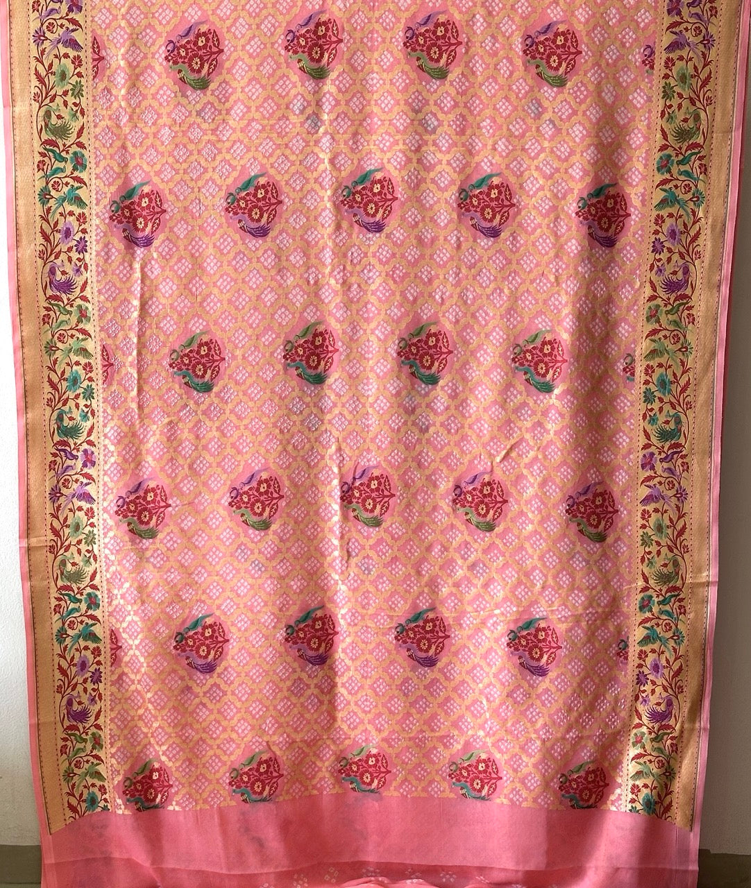 exclusive-pink-floral-banarasi-georgette-bandhani-saree