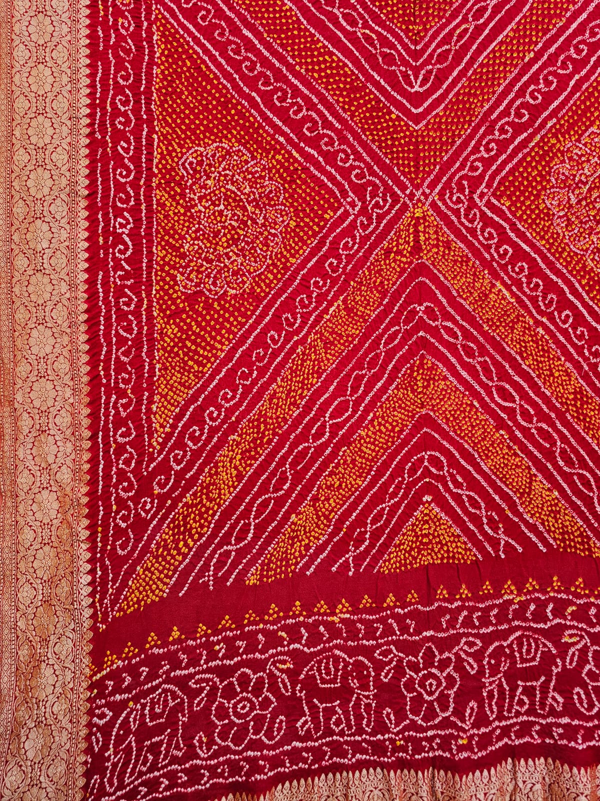 exclusive-red-banarasi-silk-bandhani-lehenga-with-pure-banarasi-georgette-dupatta