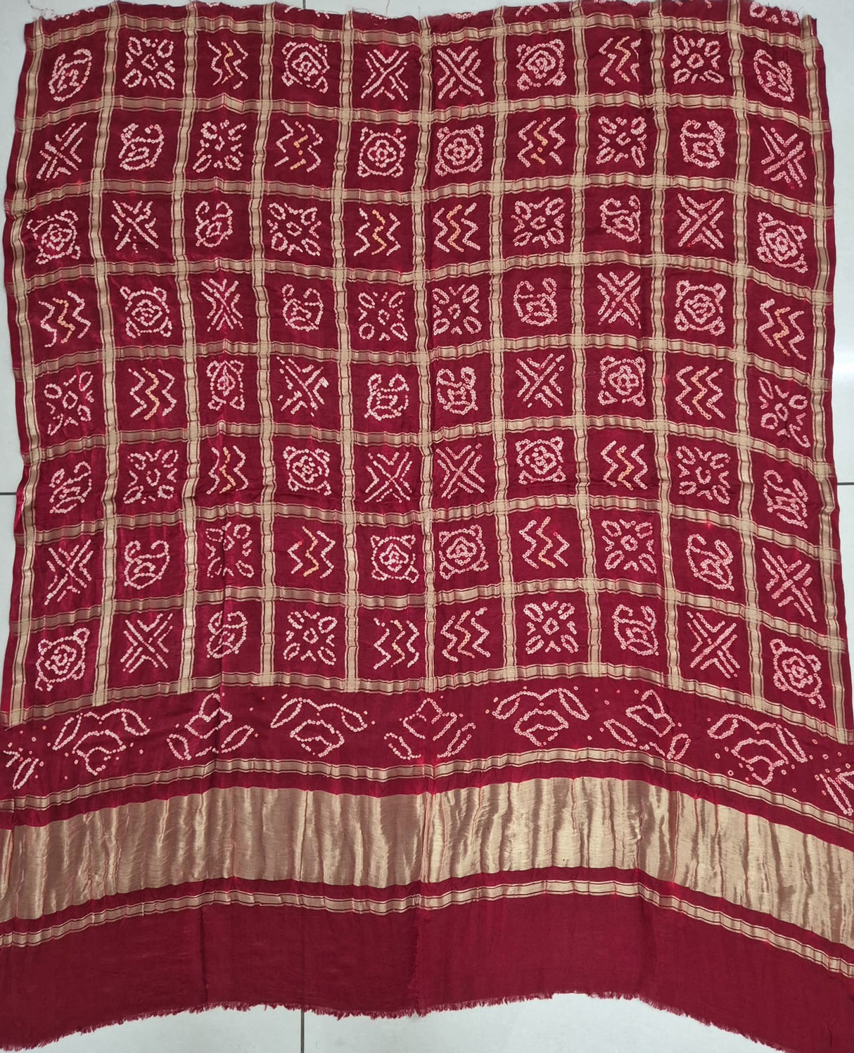 festive-maroon-gharchola-pure-gajji-bandhani-blouse-fabric