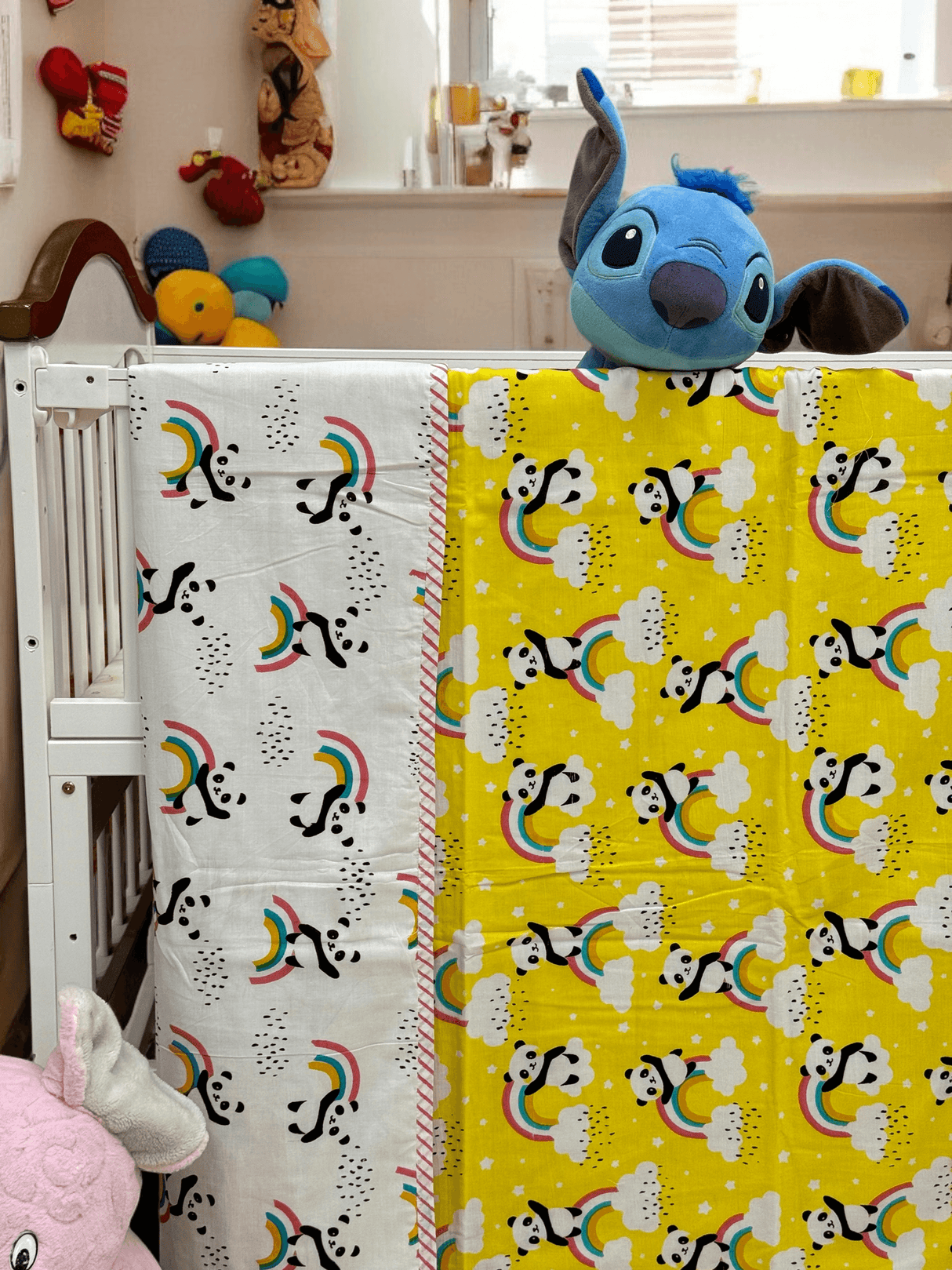 premium baby dohar panda yellow print in soft flannel for boutique resellers