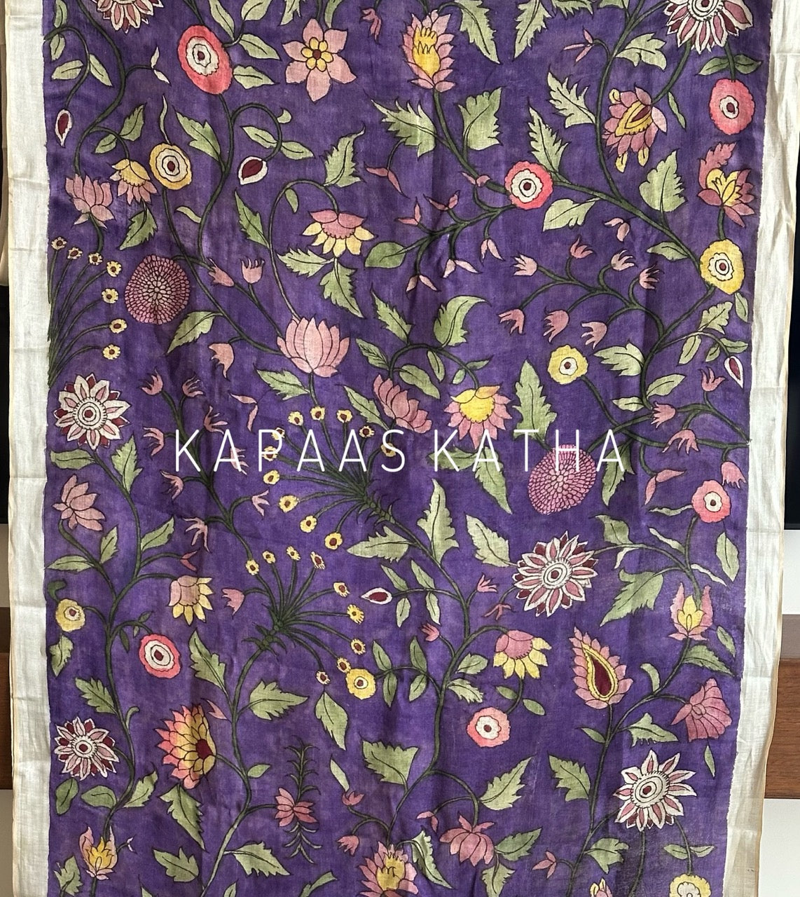 Floral Garden - Handloom Linen Kalamkari Saree
