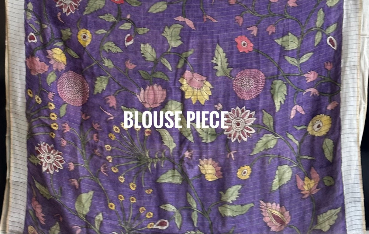 Floral Garden - Handloom Linen Kalamkari Saree