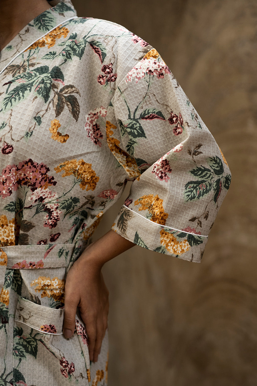 floral-grey-cotton-waffle-bathrobe-back-view