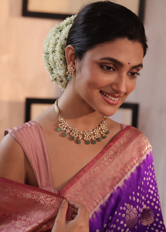 floral-radiance-moissanite-polki-92-5-silver-necklace-set