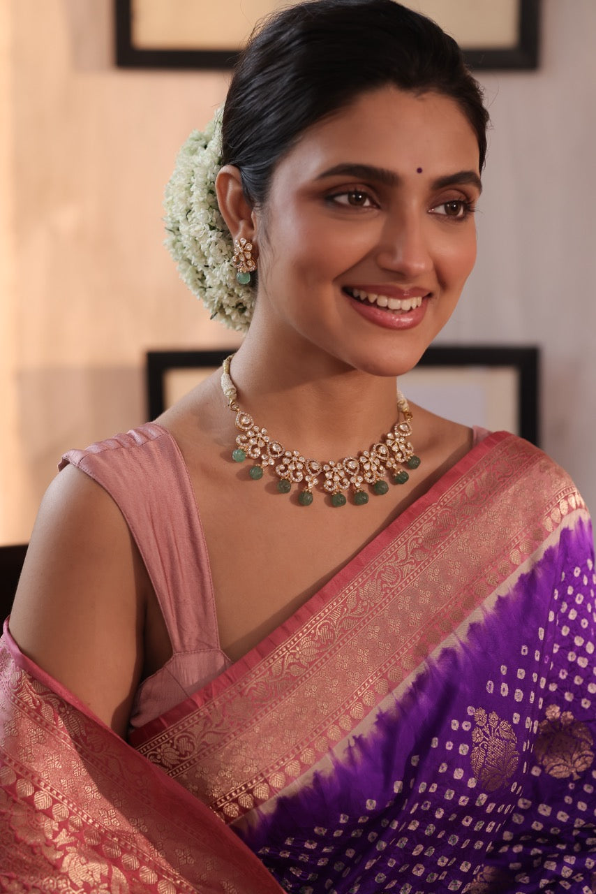 floral-radiance-moissanite-polki-92-5-silver-necklace-set