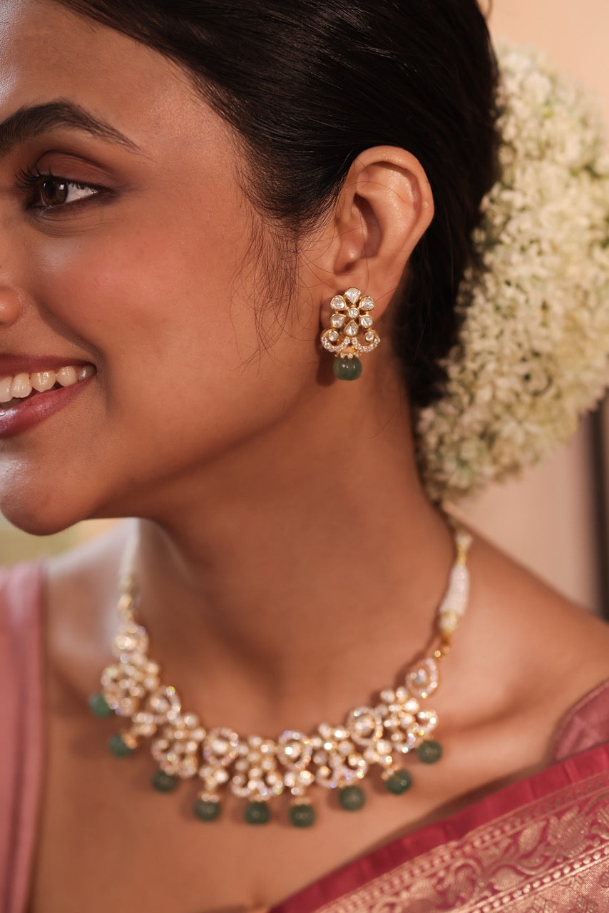 floral-radiance-moissanite-polki-92-5-silver-necklace-set