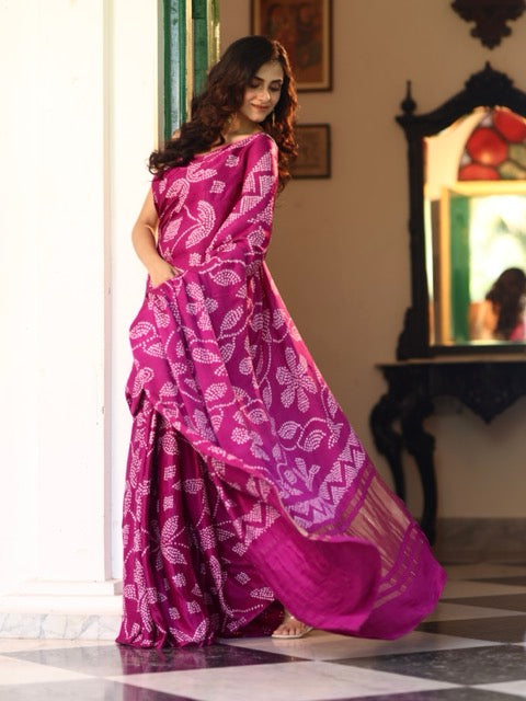 floral-theme-orchid-purple-pure-gajji-silk-bandhani-saree