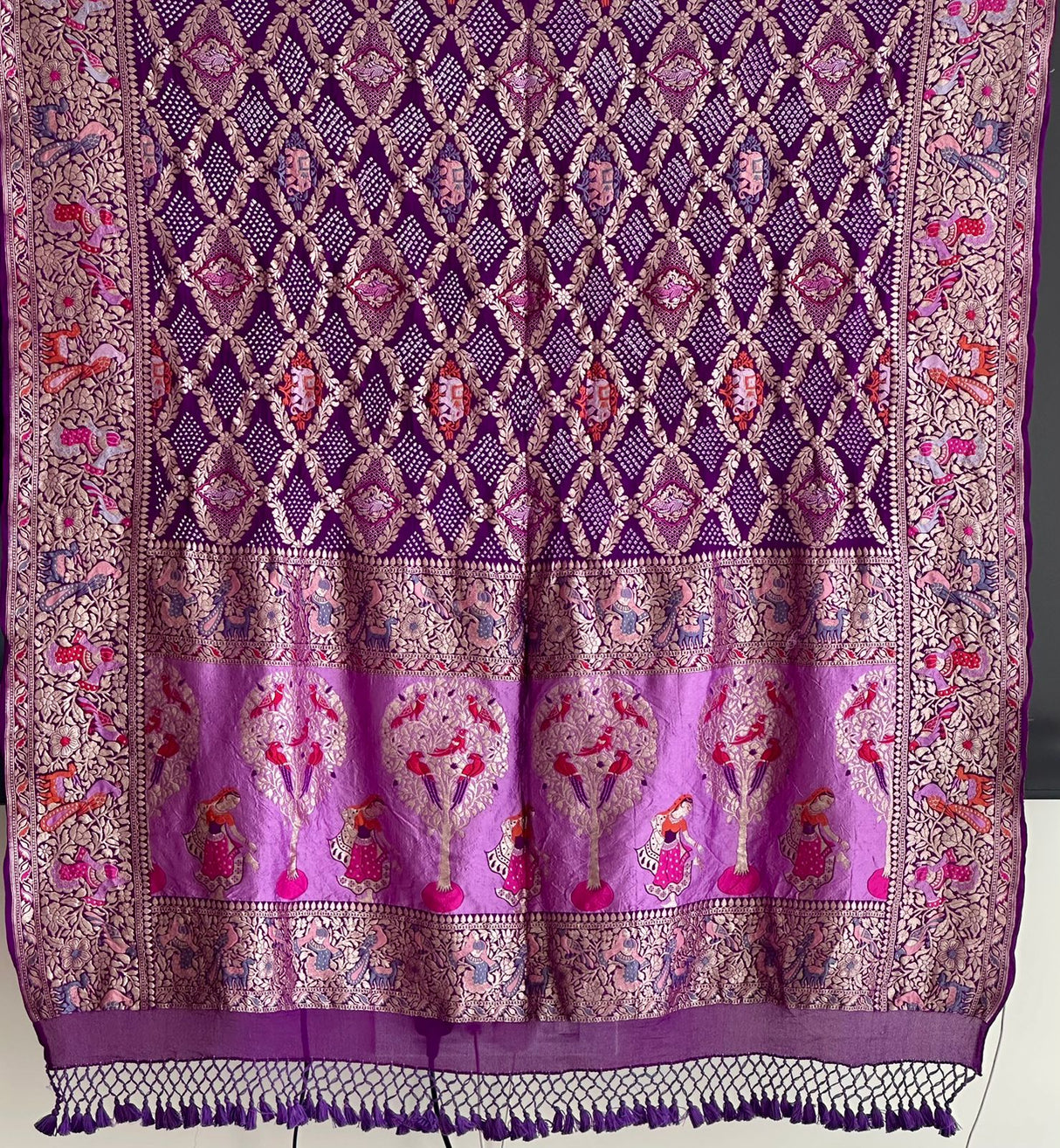 fuchsia-bloom-pure-banarsi-georgette-meenakari-bandhani-dupatta-violet