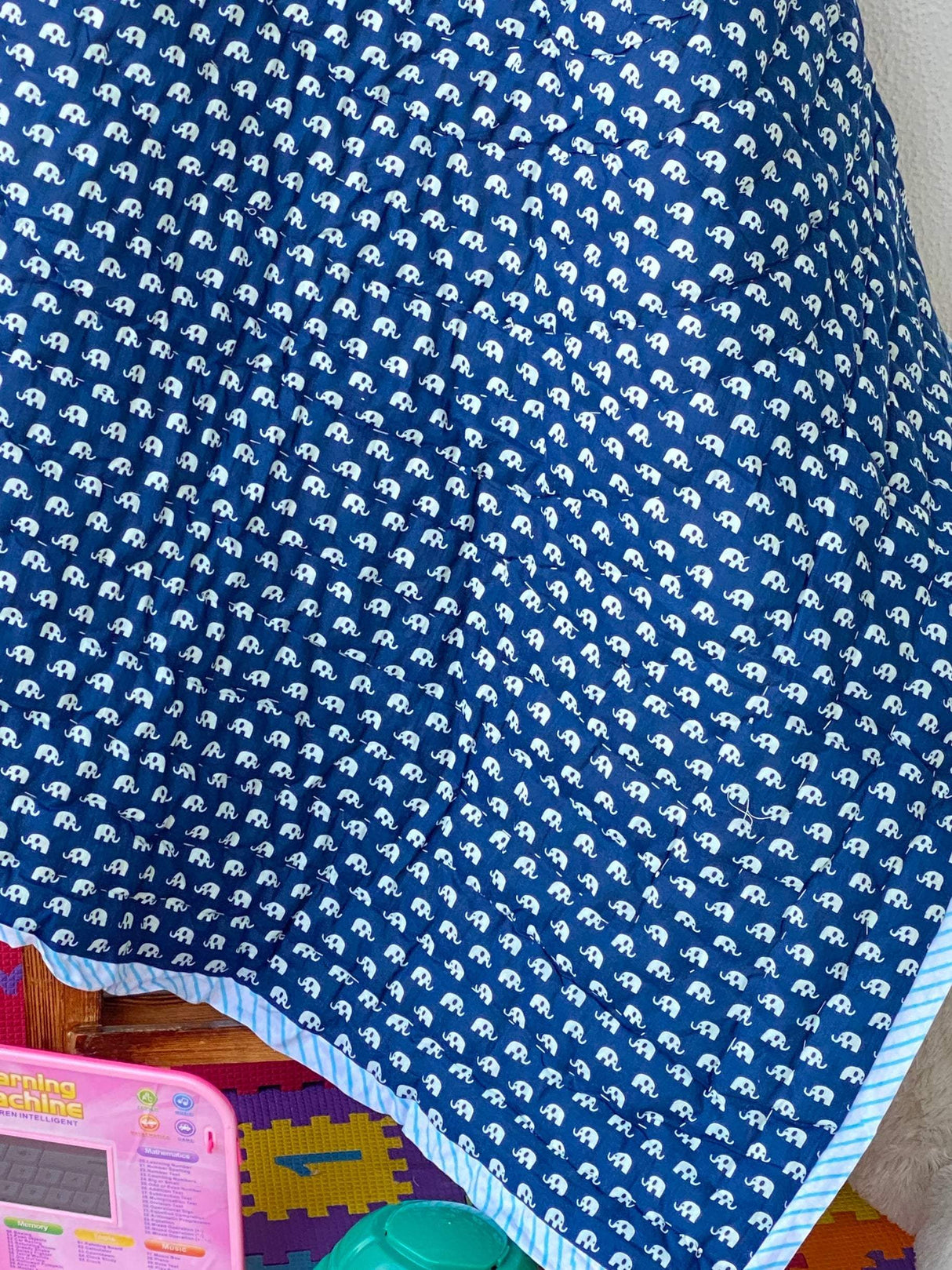 indian-handblock-printed-kids-quilt-with-blue-elephants-perfect-for-summer-gifting-in-uae-and-south-africa