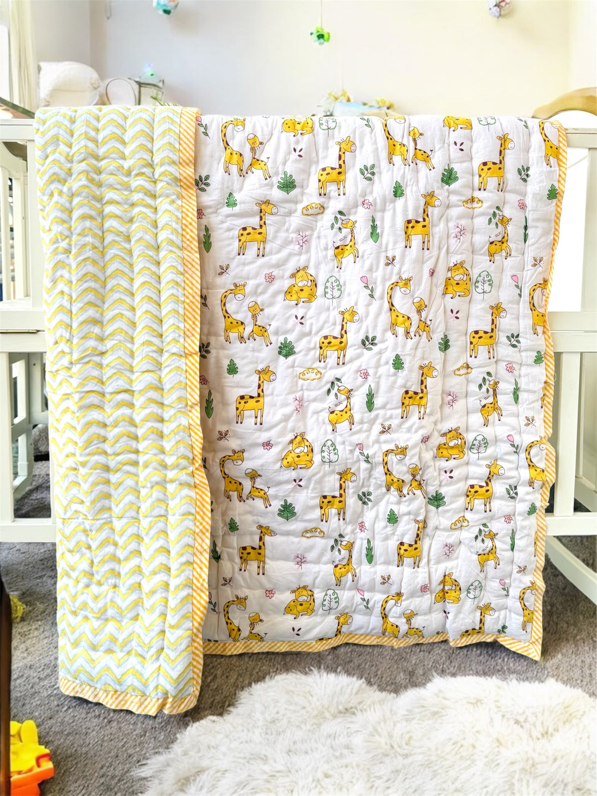 eco friendly giraffe baby dohar in lemon yellow for birthday return gifts in Singapore and Malaysia