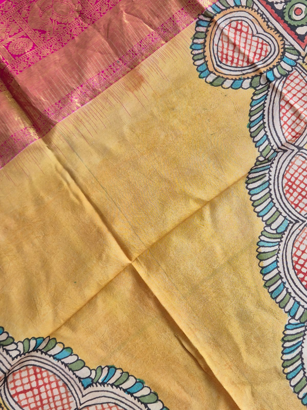 goddess-lakshmi-kanchipattu-kalamkari-dupatta