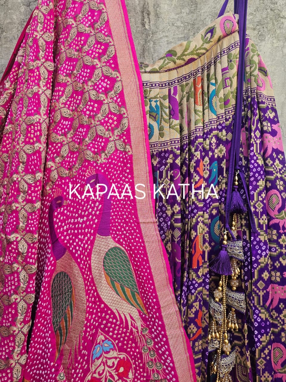 gorgeous-purple-banarasi-georgette-bandhani-lehenga-with-dupatta-voilet-patola