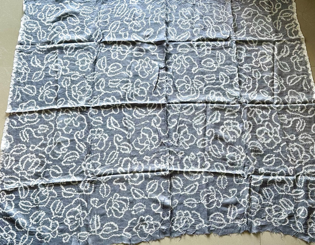 Grey Pure Gajji Bandhani Blouse Fabric