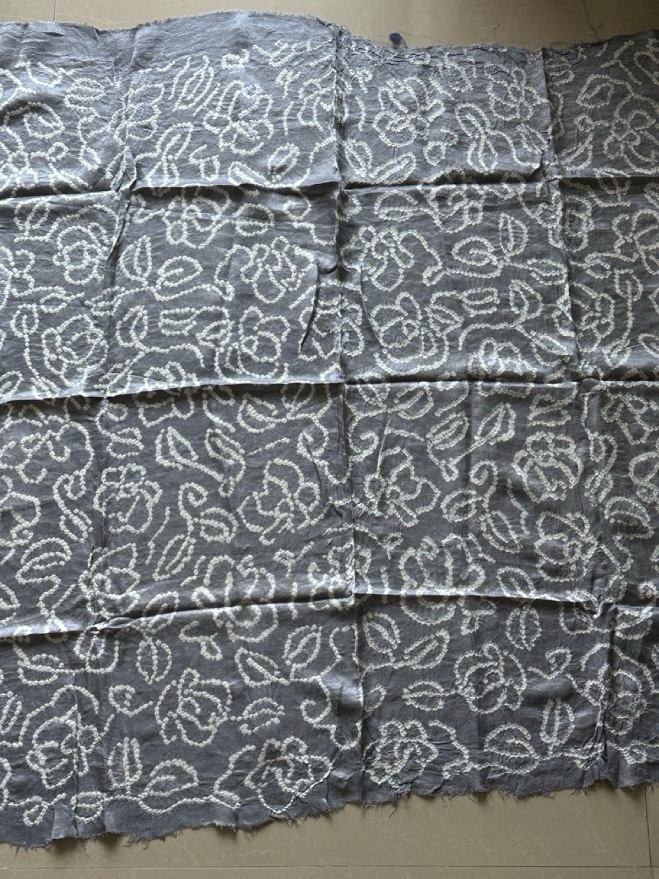 Grey Pure Gajji Bandhani Blouse Fabric