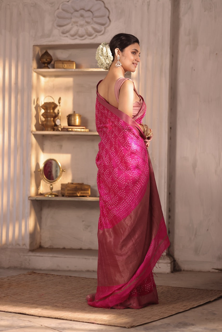 gul-chaand-pink-chanderi-silk-bandhani-saree