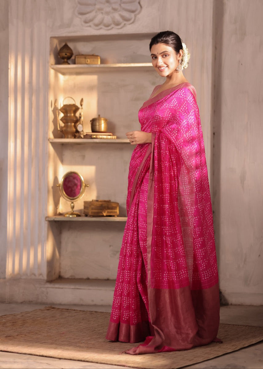 gul-chaand-pink-chanderi-silk-bandhani-saree
