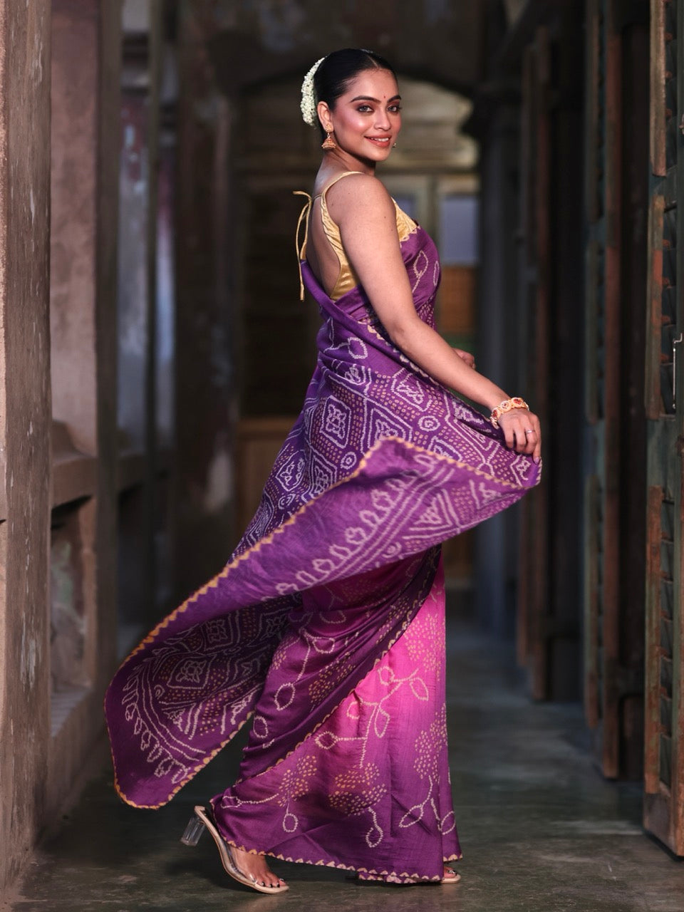gulab-leher-dual-shade-munga-silk-bandhani-saree
