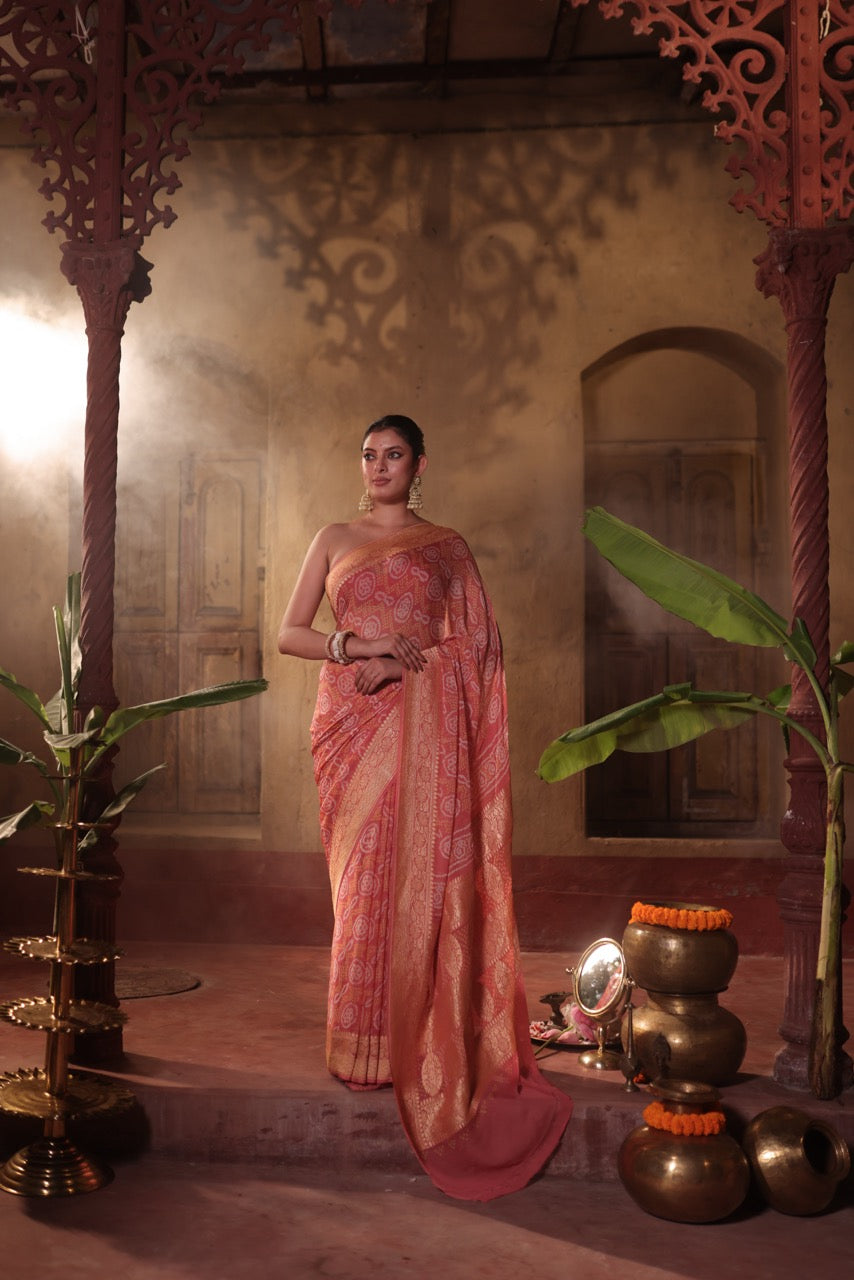 gulab-zari-pure-banarsi-gerogette-bandhani-saree