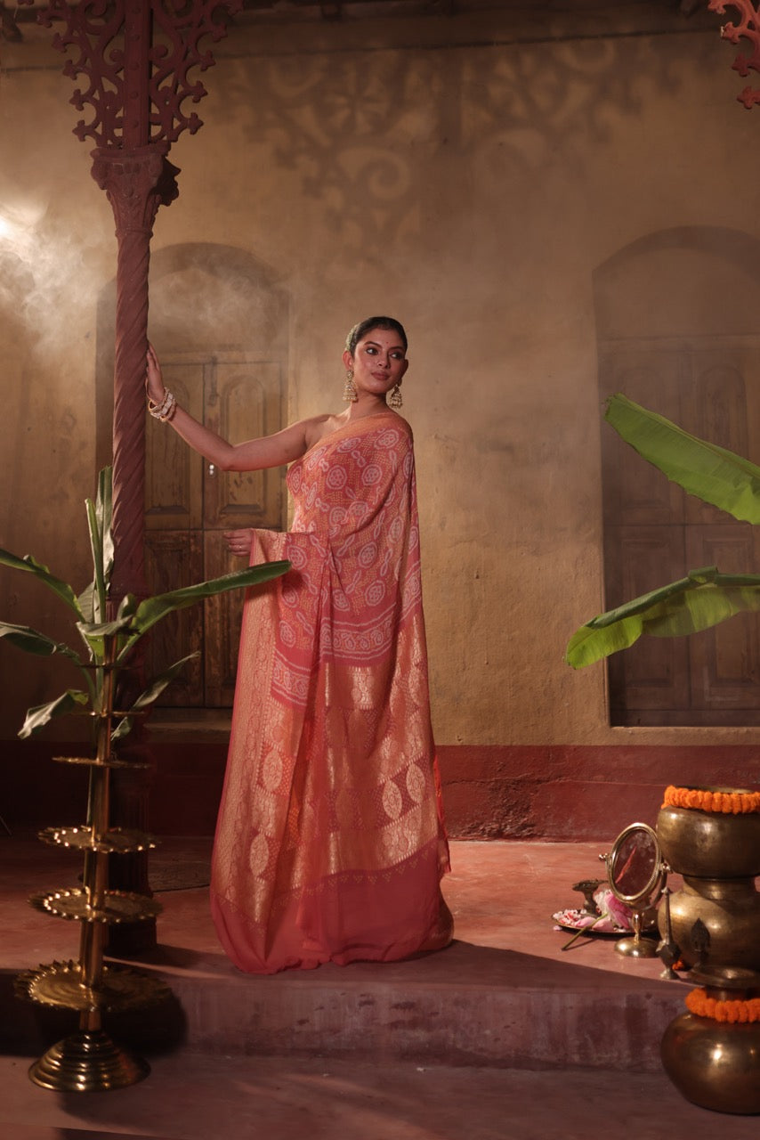 gulab-zari-pure-banarsi-gerogette-bandhani-saree