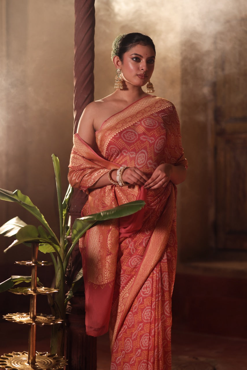 gulab-zari-pure-banarsi-gerogette-bandhani-saree