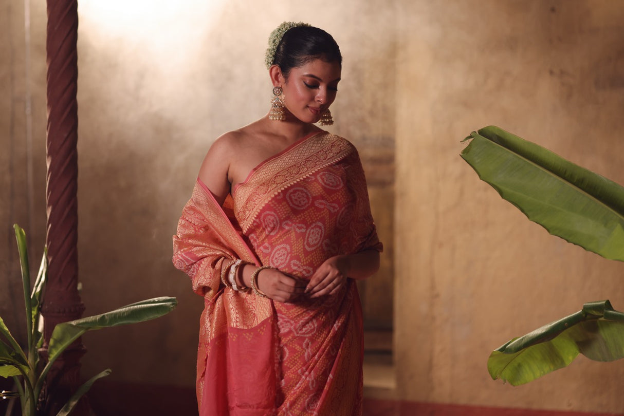 gulab-zari-pure-banarsi-gerogette-bandhani-saree
