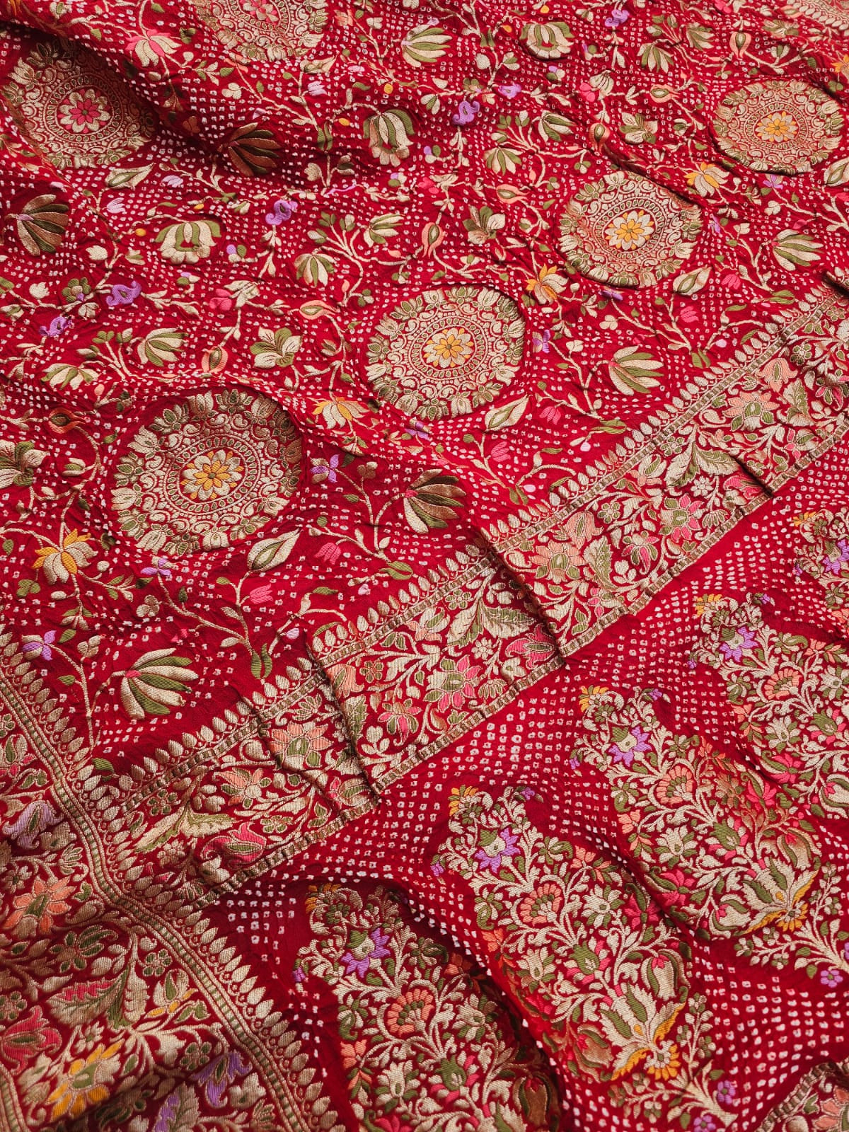 gulzaar-phoolkari-red-pure-georgette-meenakari-bandhani-dupatta