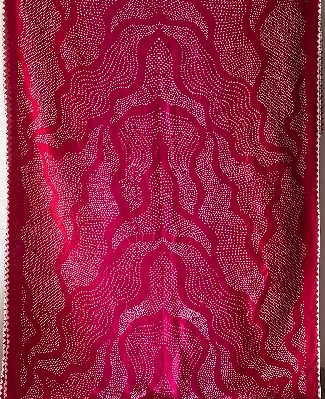Gulzaar – Red and Pink Munga Silk Bandhani Saree