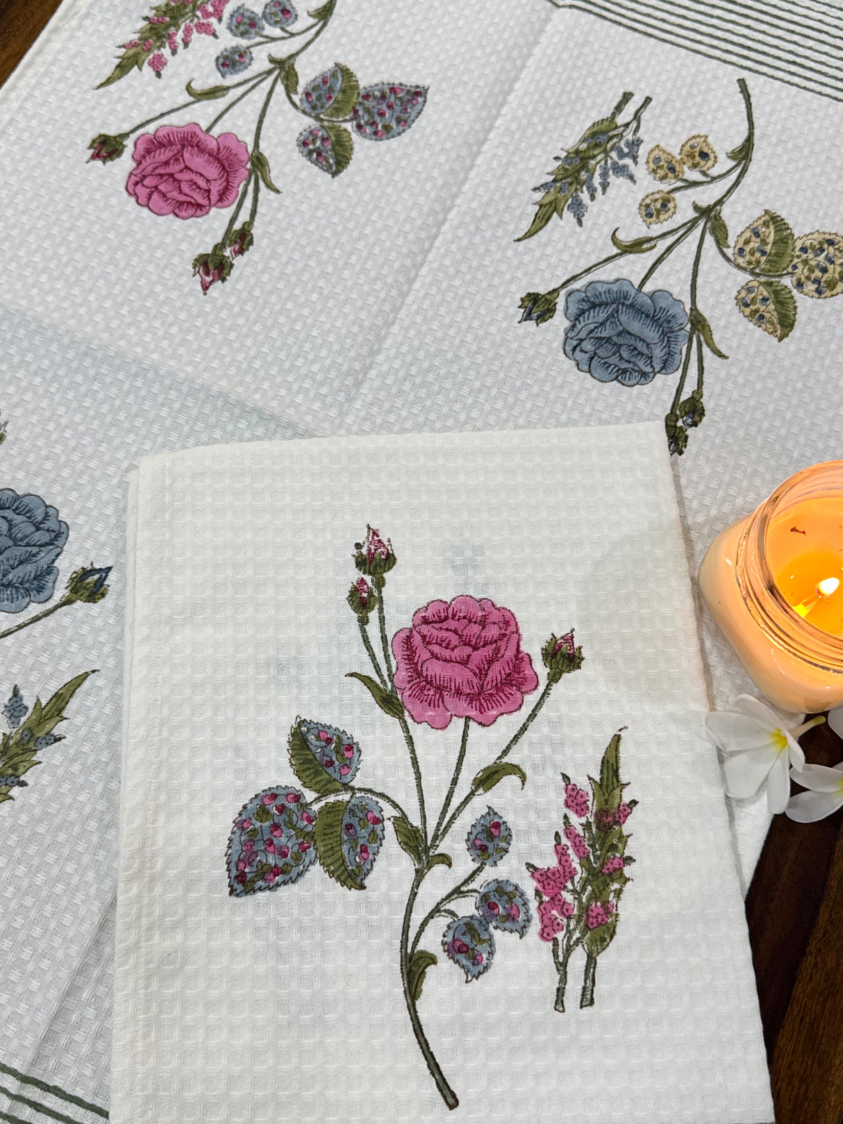 floral-waffle-hand-towels-handmade-in-jaipur
