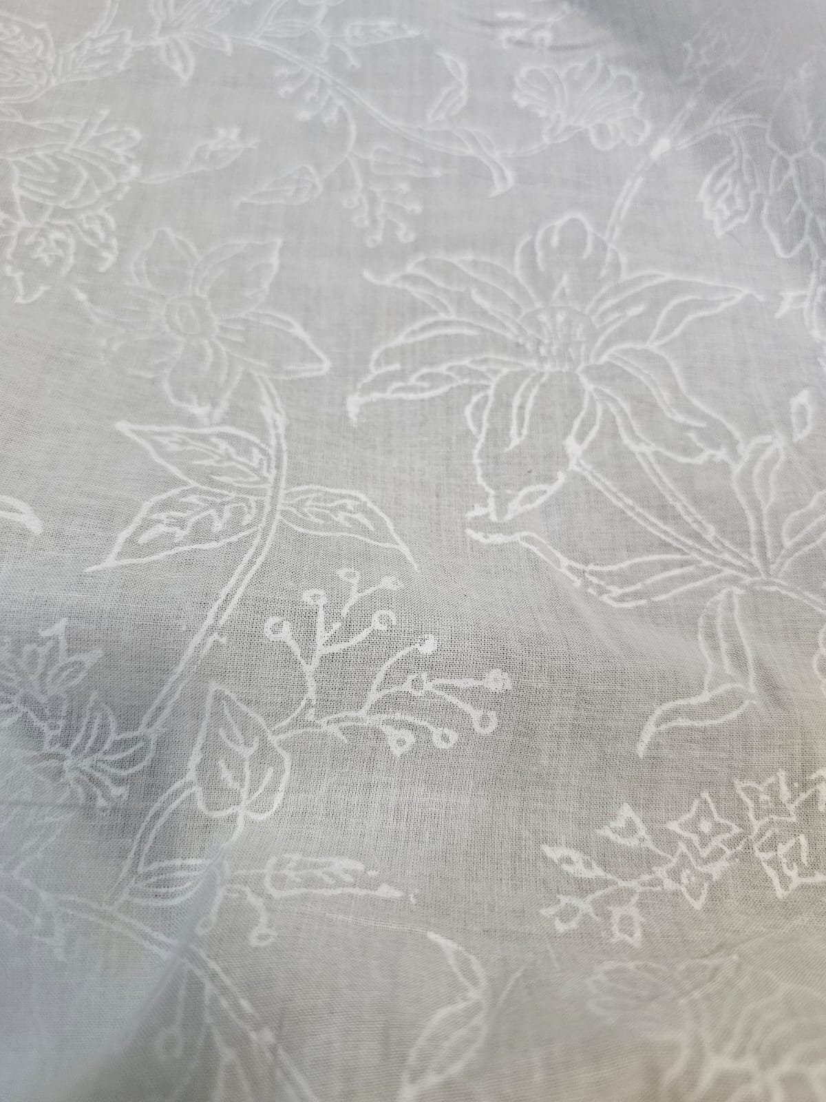 Lovely White on White Handblock Printed Cotton Fabric (2.5 meters)