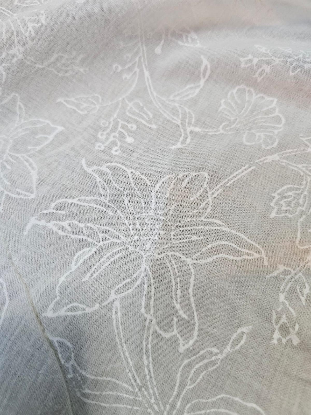 Lovely White on White Handblock Printed Cotton Fabric (2.5 meters)