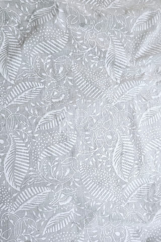 Handblock Printed White On White Cotton Fabric