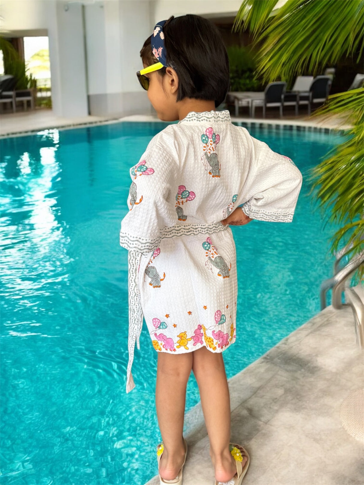 kids cotton waffle elephant print bathrobes perfect for birthday return gifts India and abroad