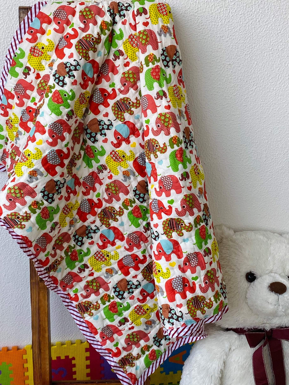 birthday return gift idea elephant quilts for baby boys and girls in soft mulmul fabric