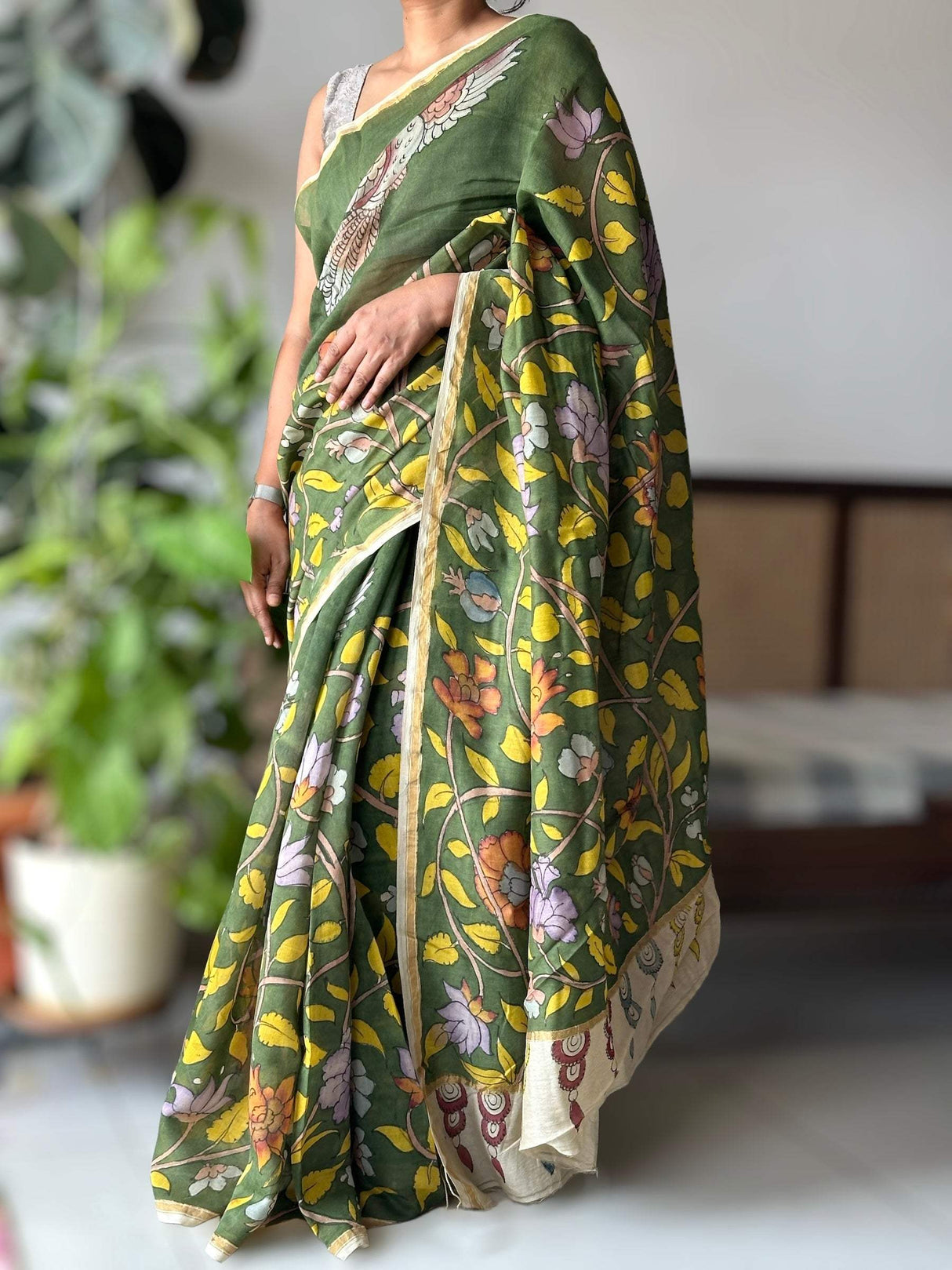 handloom-chanderi-cotton-silk-kalamkari-saree-front-view