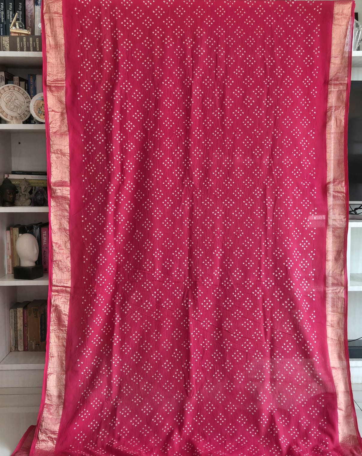 handloom-cotton-paithani-bandhani-saree-in-red-cherry-colour