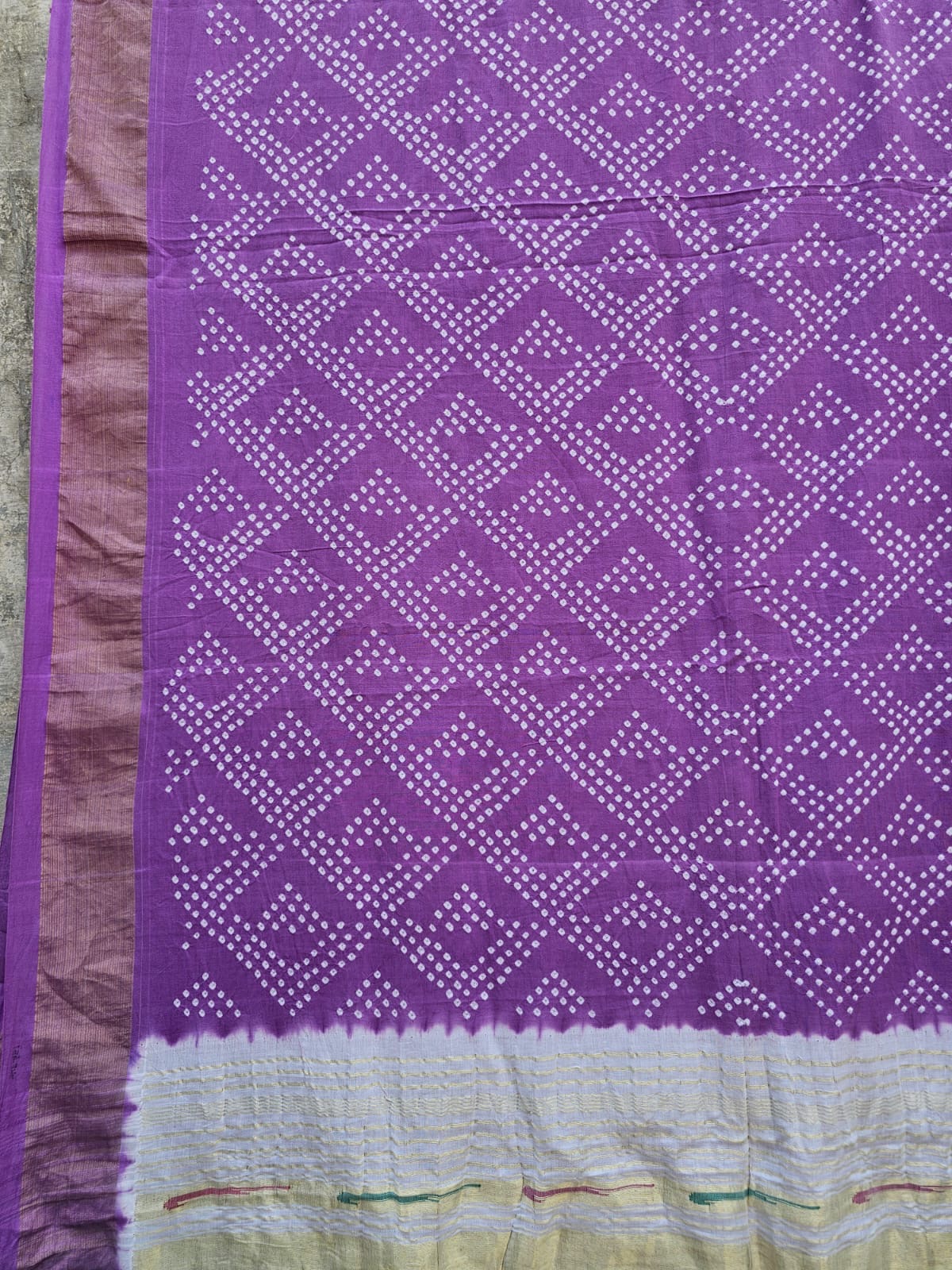 Handloom Cotton Paithani Bandhani Saree in Soft Lilac Colour