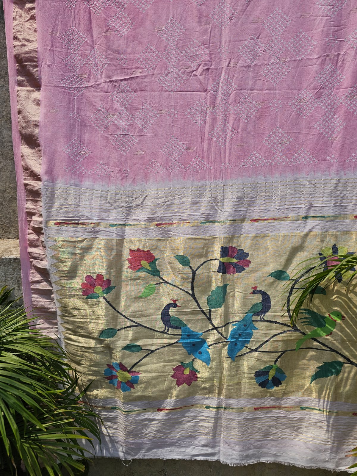 handloom-cotton-paithani-bandhani-saree-in-soft-pink-colour