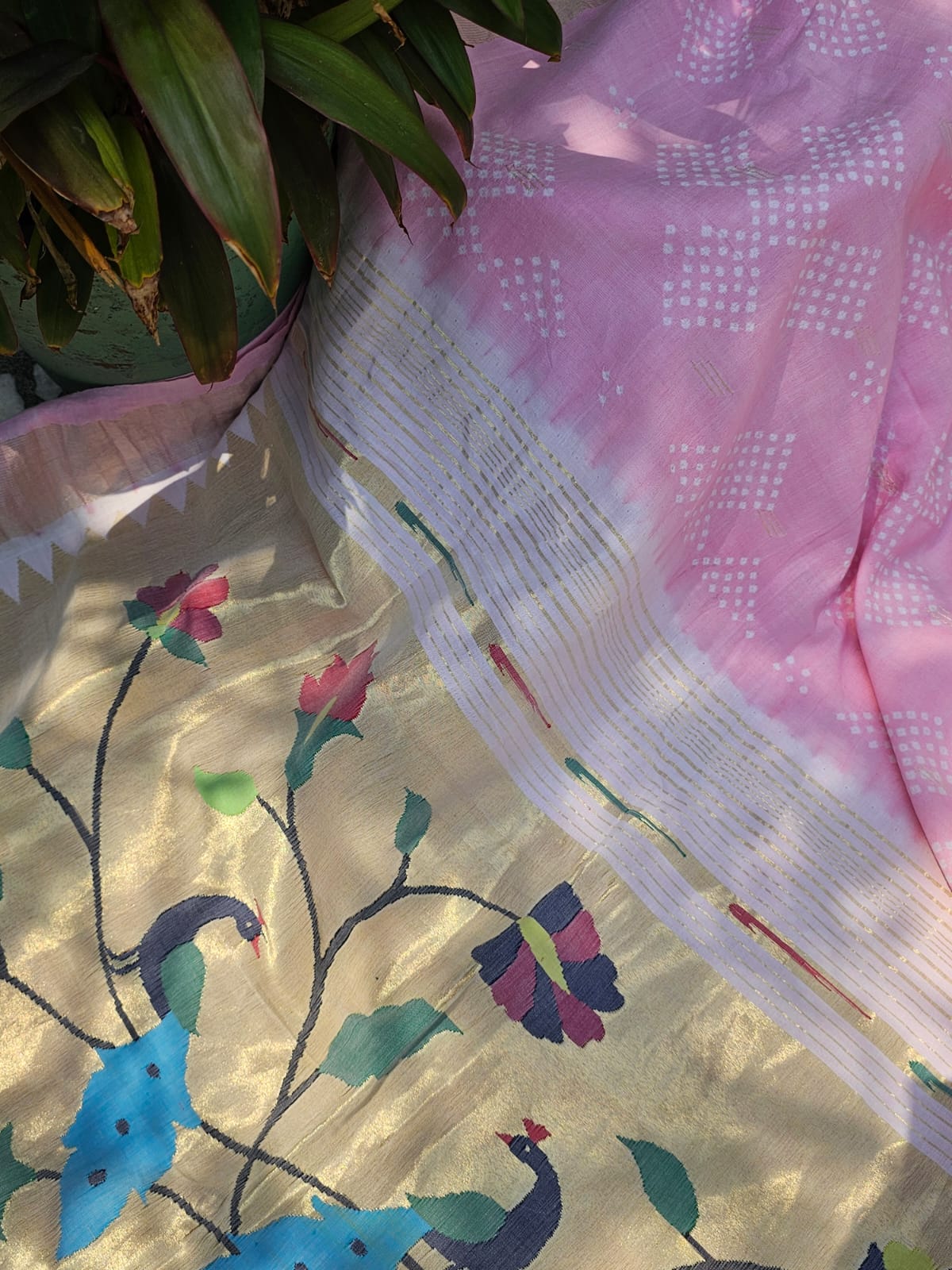 handloom-cotton-paithani-bandhani-saree-in-soft-pink-colour