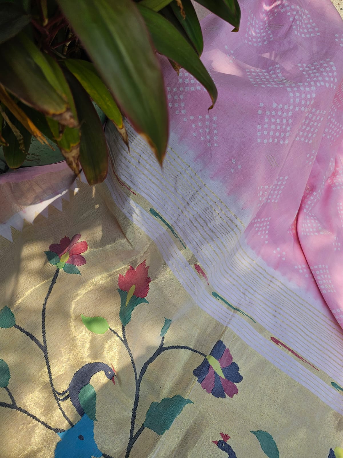handloom-cotton-paithani-bandhani-saree-in-soft-pink-colour