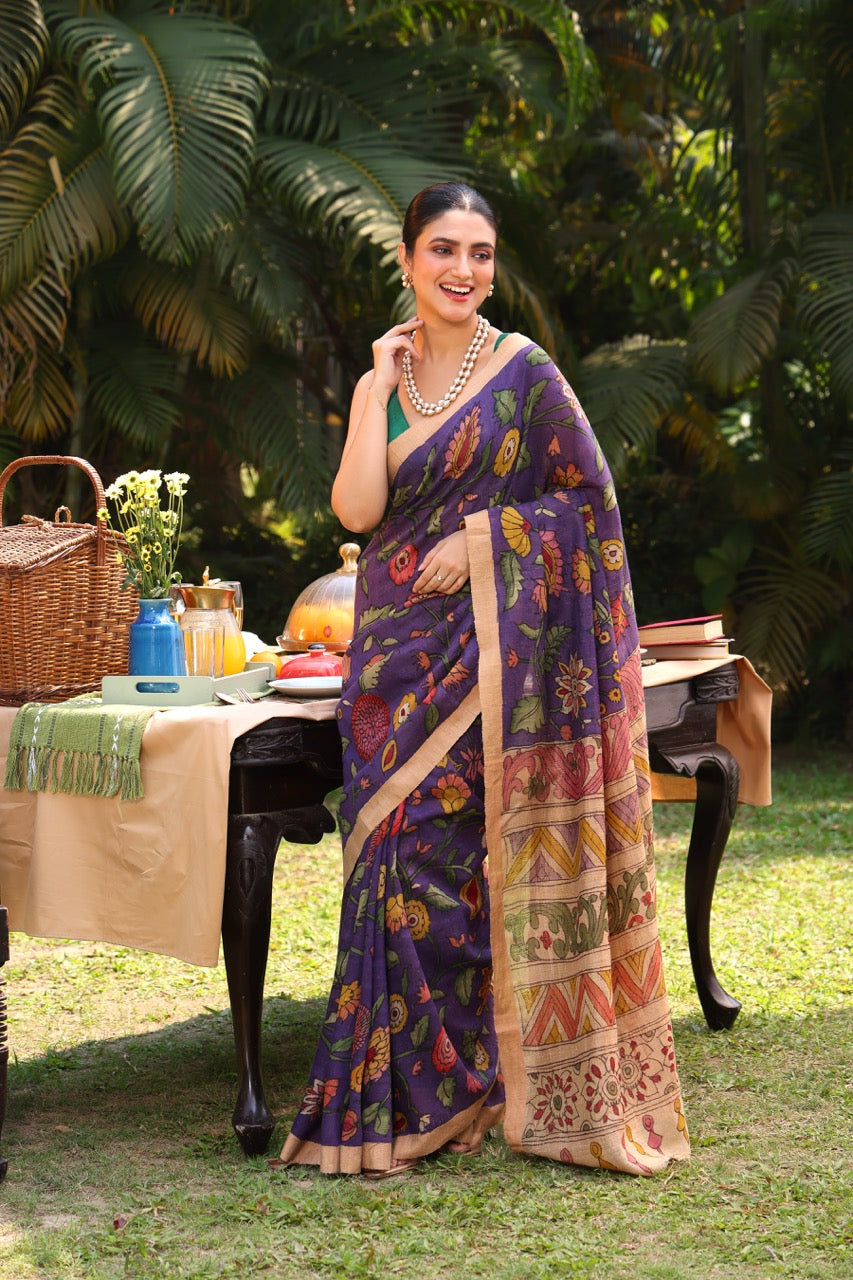 handloom-matka-silk-floral-kalamkari-saree-back-view