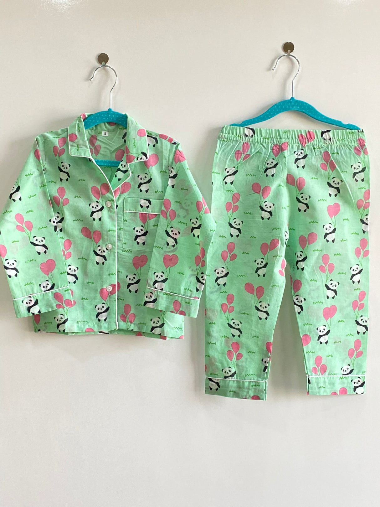 Green Panda Kids Night Suit Set