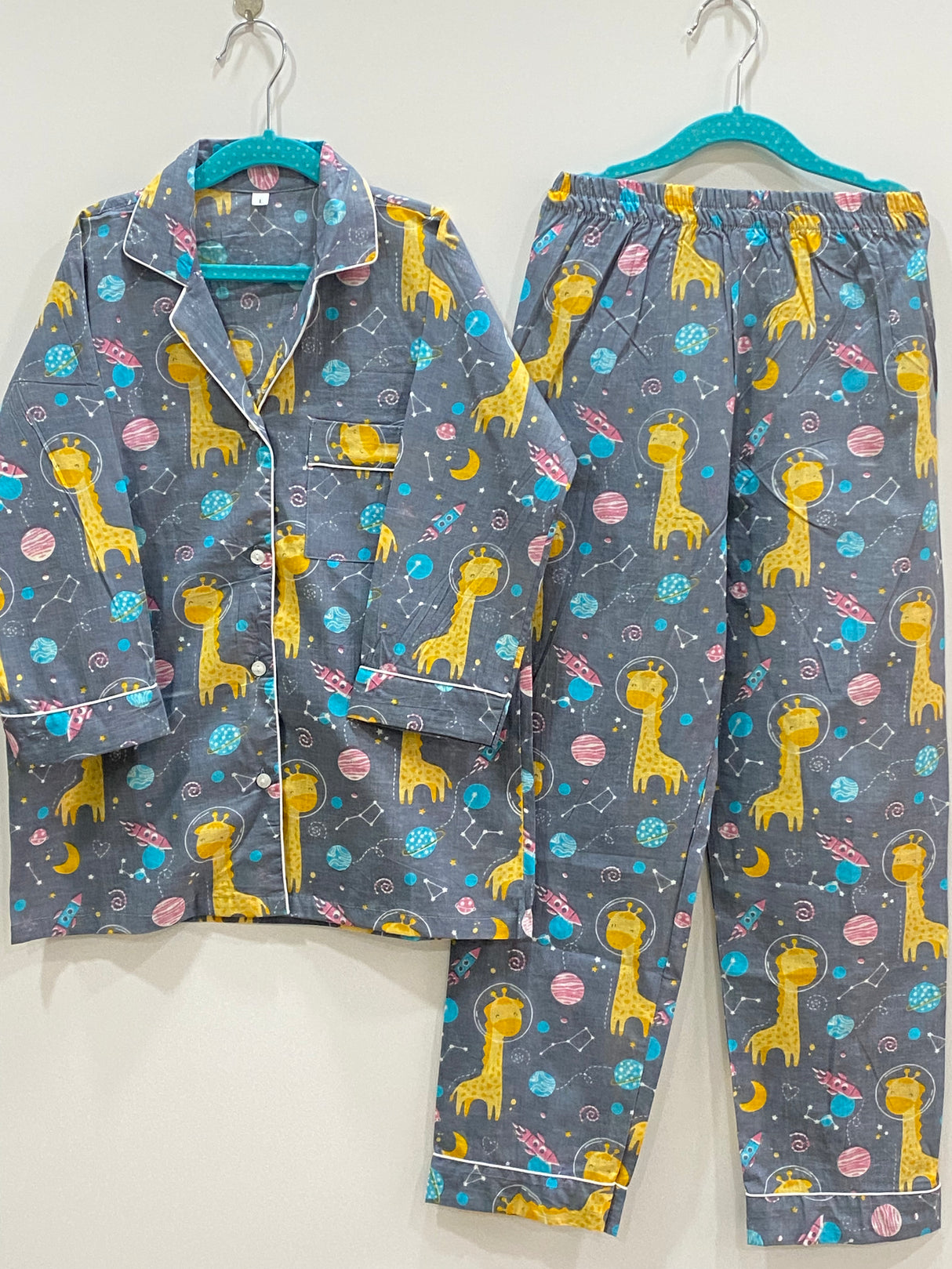 Grey Giraffe Kids Night Suit Set