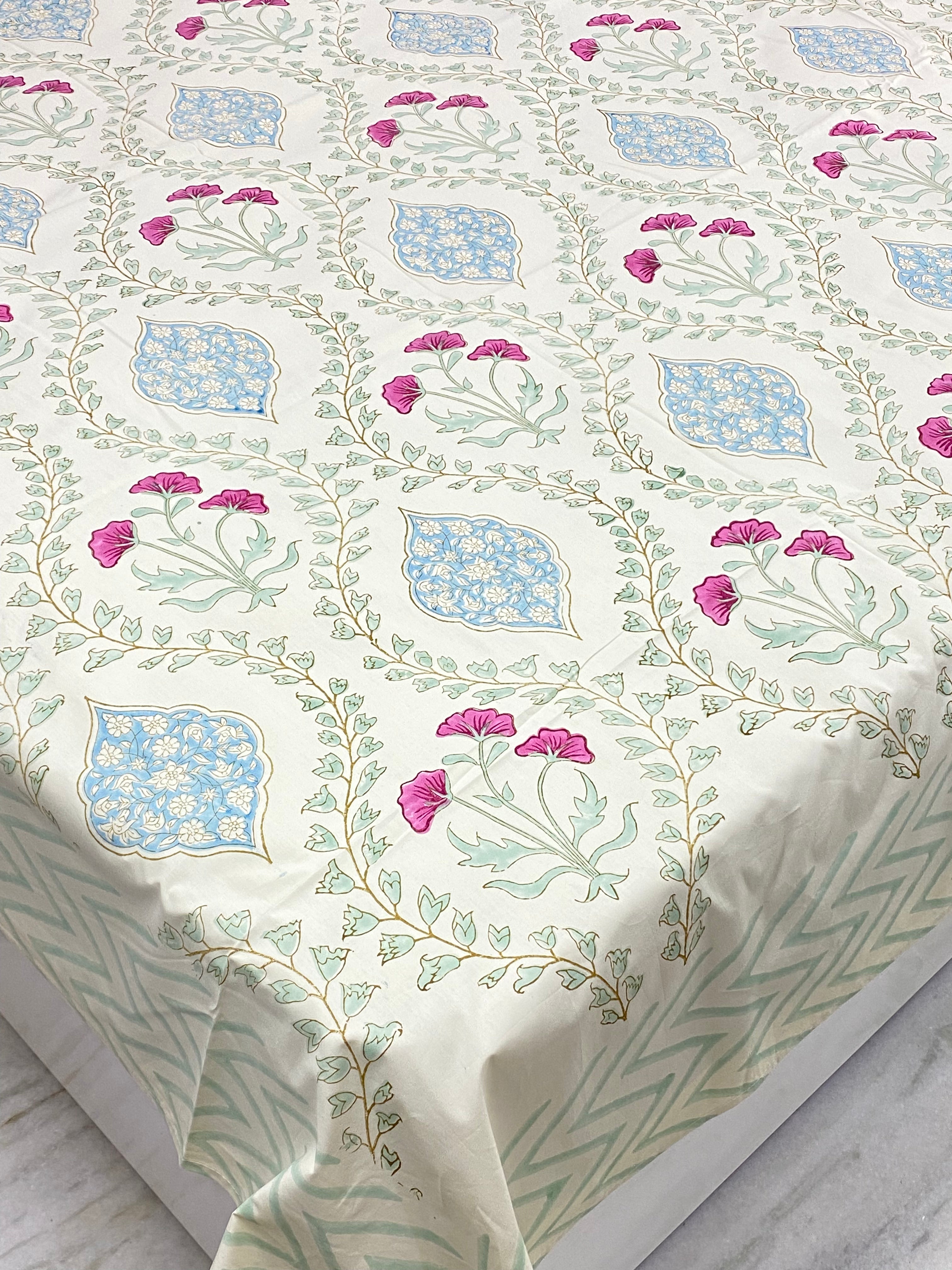 Blockprint Cotton Bedsheet -King Size (108*108 inches)