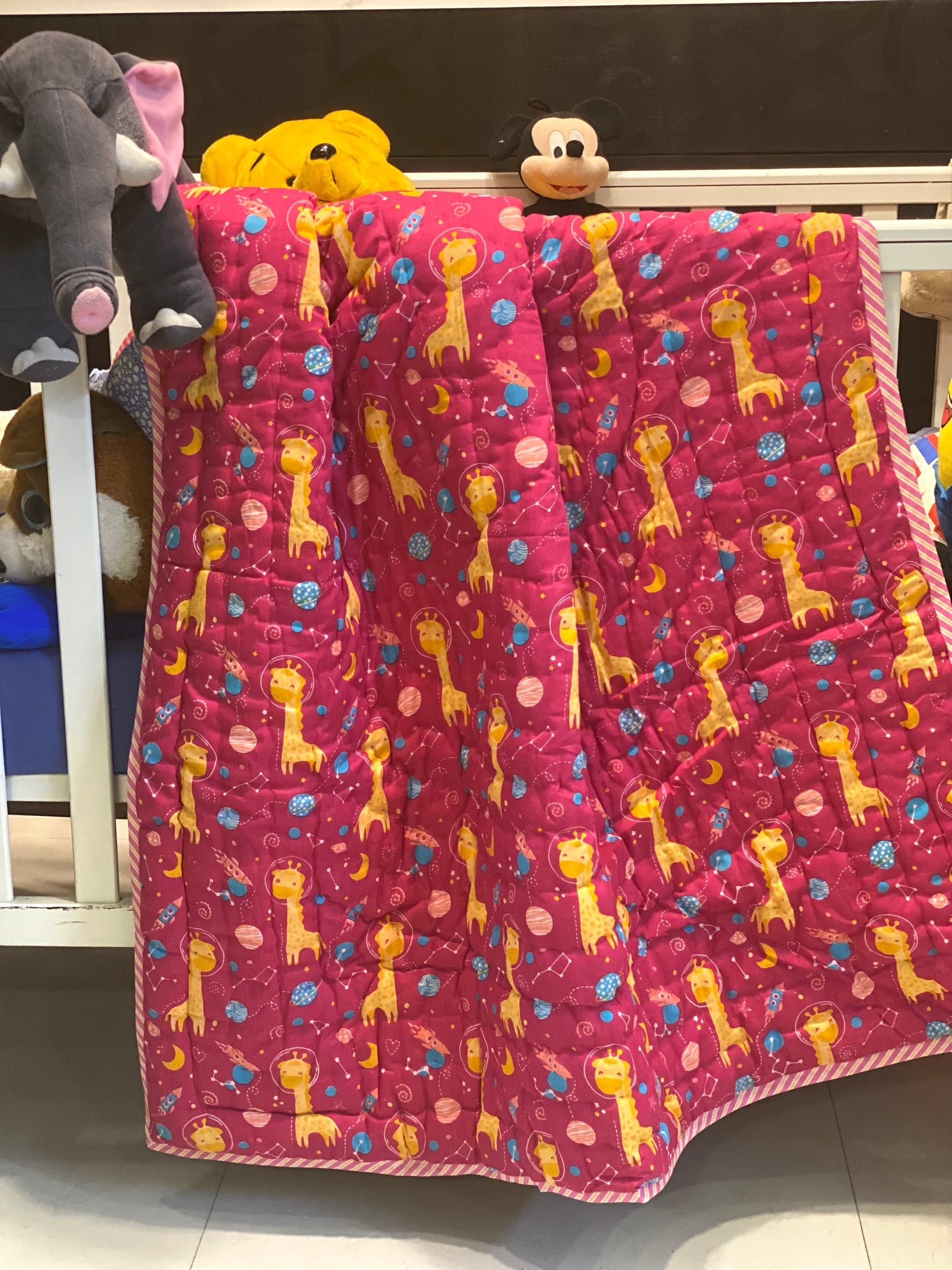 Giraffe Blockprint Kids Quilt