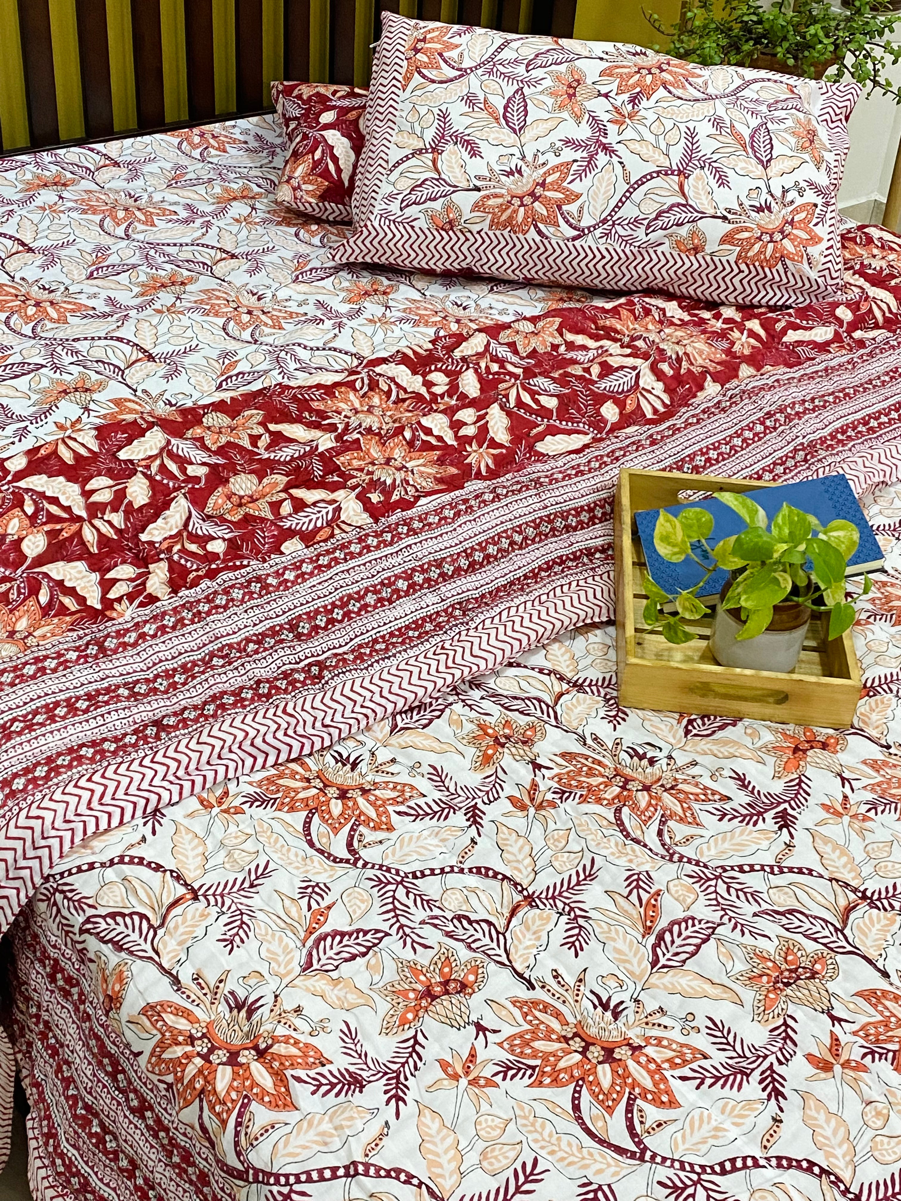 PREORDER Blockprint Bedsheet & Quilt Set (10-12 days dispatch time)