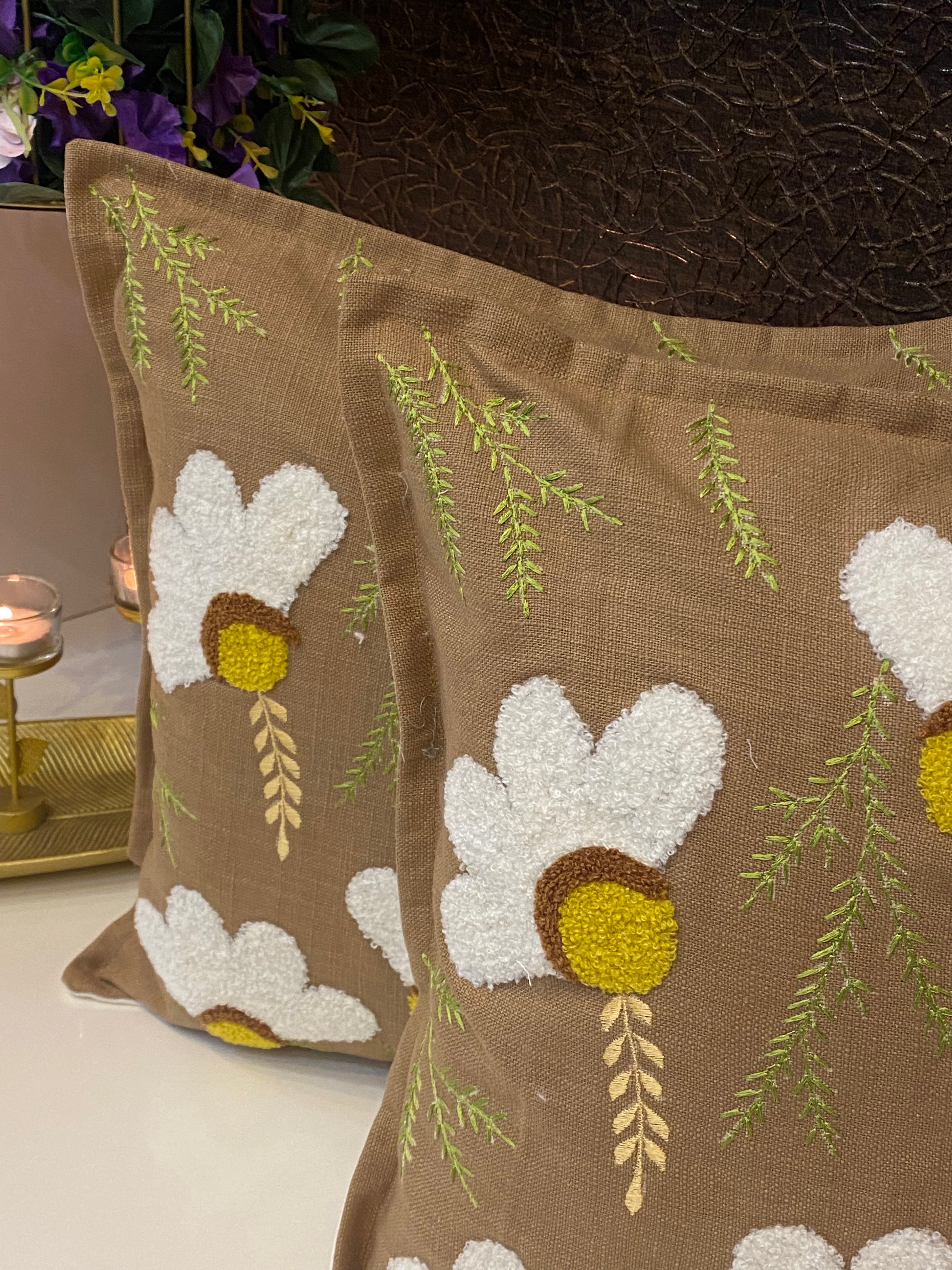 Embroidered Cushion Cover- 16*16 inches