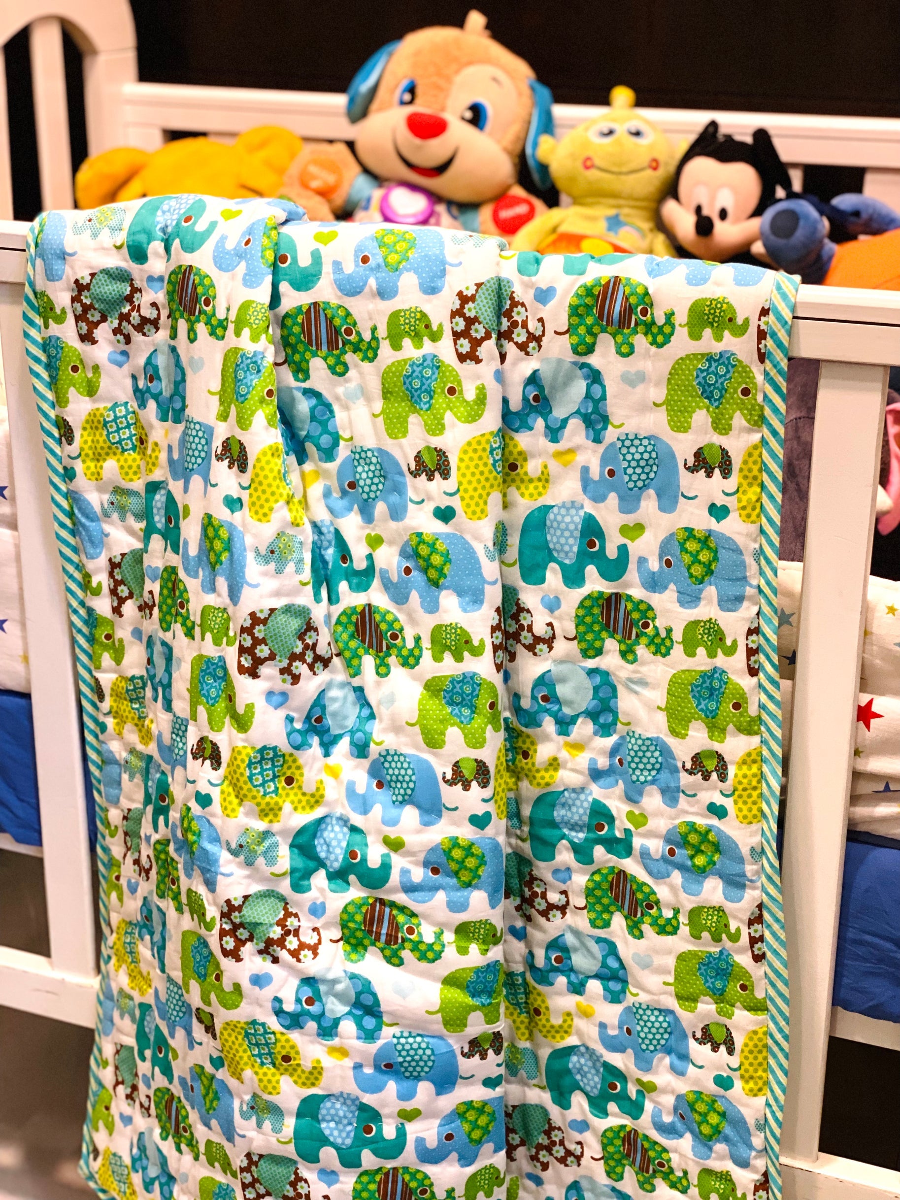 Elephant Blockprint Kids Quilt