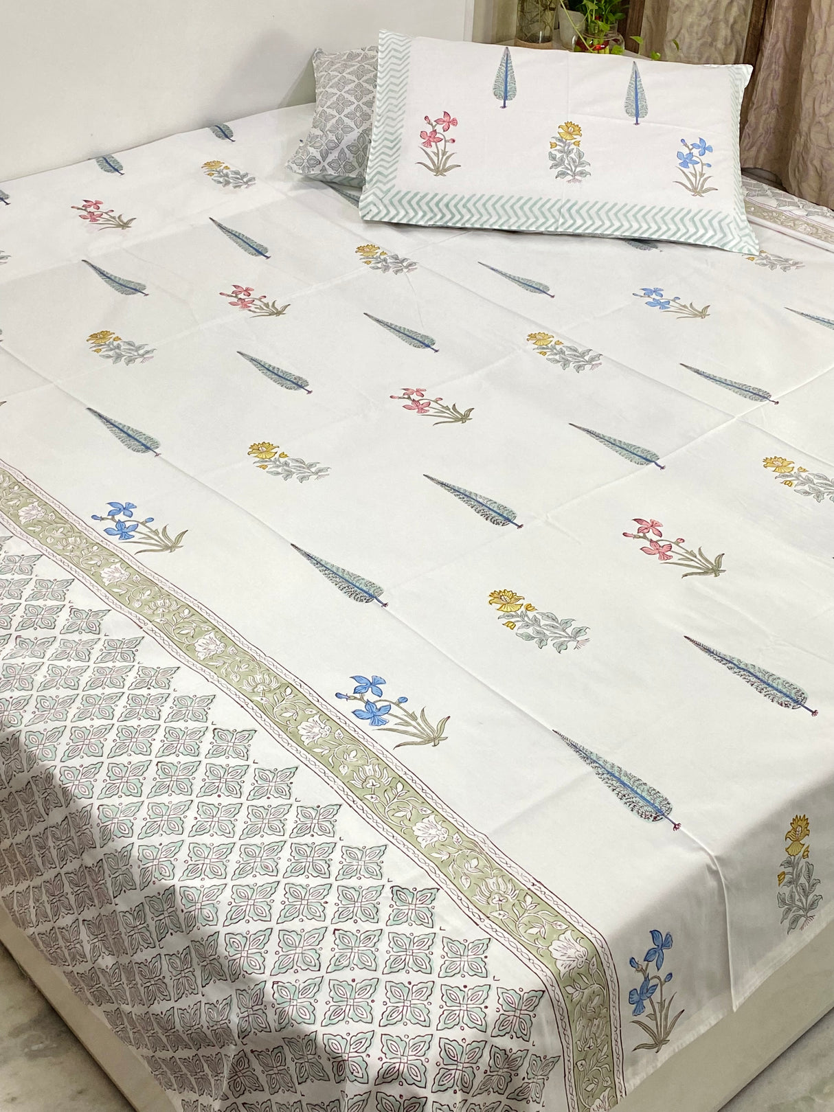 Blockprint Cotton Bedsheet -King Size (108*108 inches)